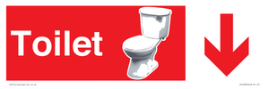 Toilet Dementia Friendly Sign Red Directional with Arrows